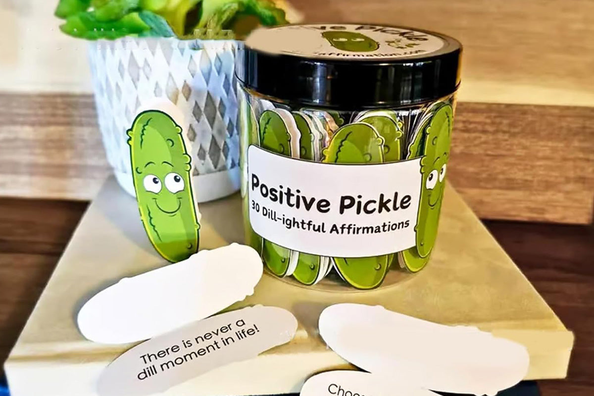 60PCS Positive Pickles Affirmation Cards Jar Motivational Gift for Women and Teens