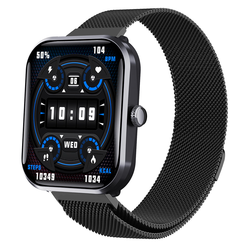 Water-Resistant Bluetooth Smart Watch for Android iOS with Stainless Steel Watch Strap