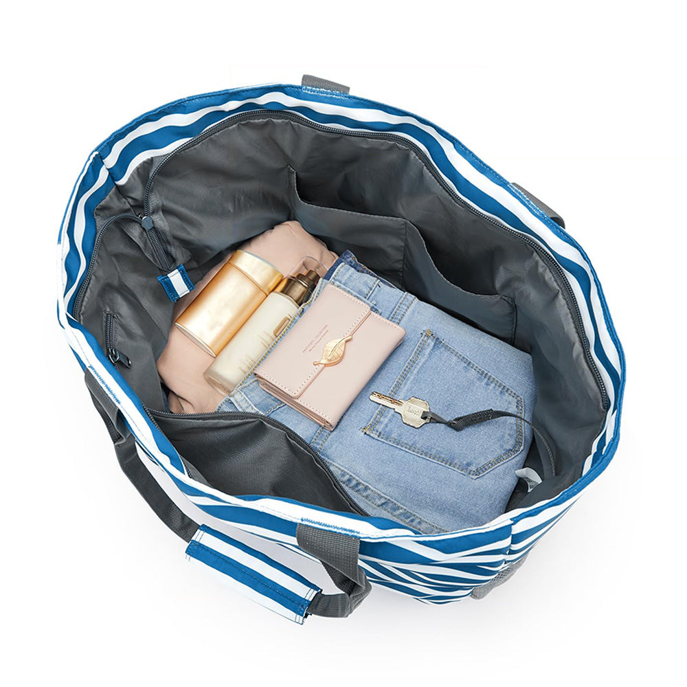 Beach Bag Large Foldable Sandproof Totes Bag With Zipper Beach Shoulder Bag