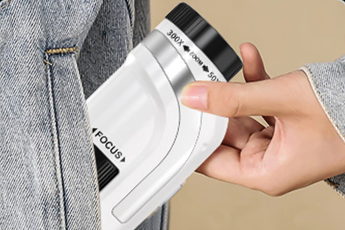50X-300X Handheld Microscope with LED Lights Portable Pocket Zoom