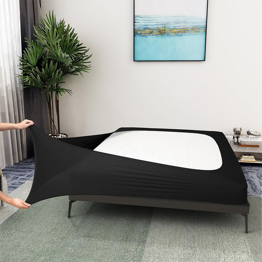 Elastic Box Spring Cover Stretchy Wrap Around 4 Sides Bed Skirt for Hotel Home