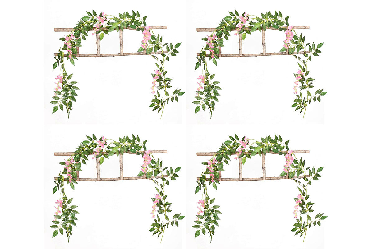 4Pcs Artificial Silk Wisteria Vine Hanging Garland 1.8 m for Home and Garden Decoration