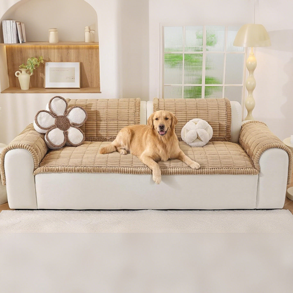 Sofa Armrest Cover Winter Thick Flannel Armchair Pad
