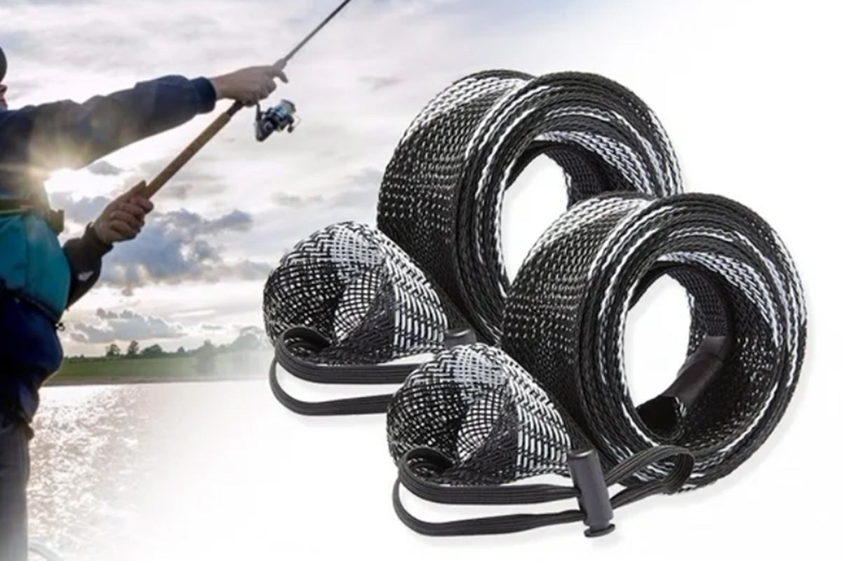 2Pcs Fishing Rod Socks with Elastic Strap Fishing Rod Sleeve for Baitcasting