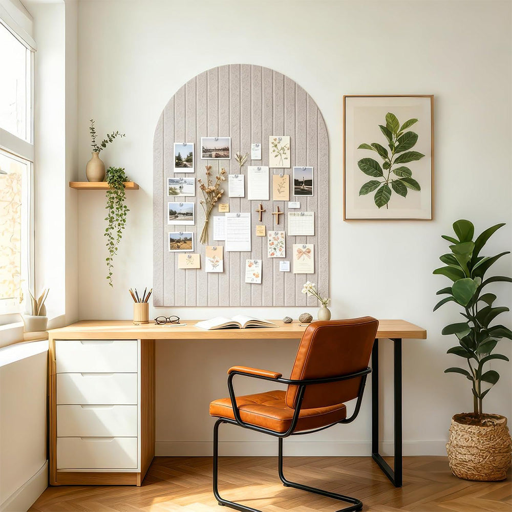 Large Arched Felt Bulletin Board with 30 Push Pins for Home Office School