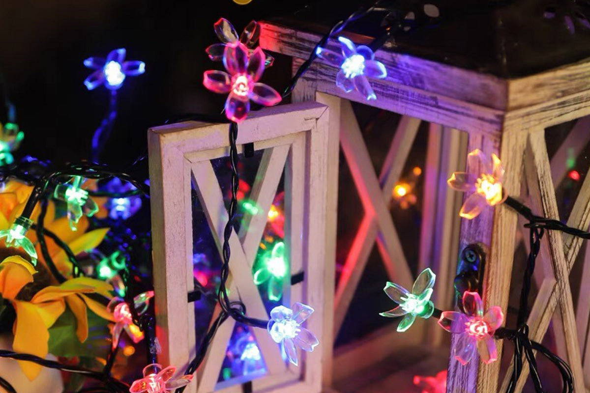 Outdoor Solar String Flower Lights Fairy Lights for Garden and Christmas Decoration