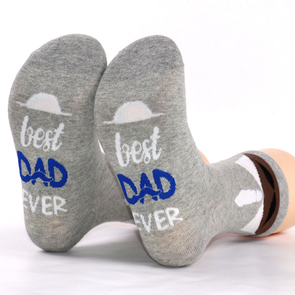 2Pairs Father's Day Funny Socks for Dad-Grey and Black