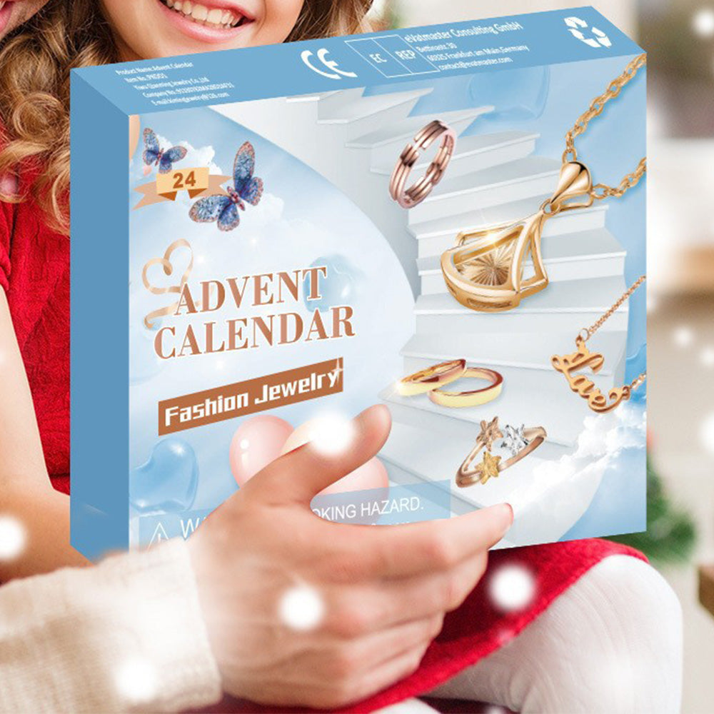 Christmas Jewelry Advent Calendar Set Earrings Rings Necklaces Keychains
