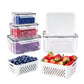 3Pack Fridge Food Storage Container Sets with Lids and Strainer