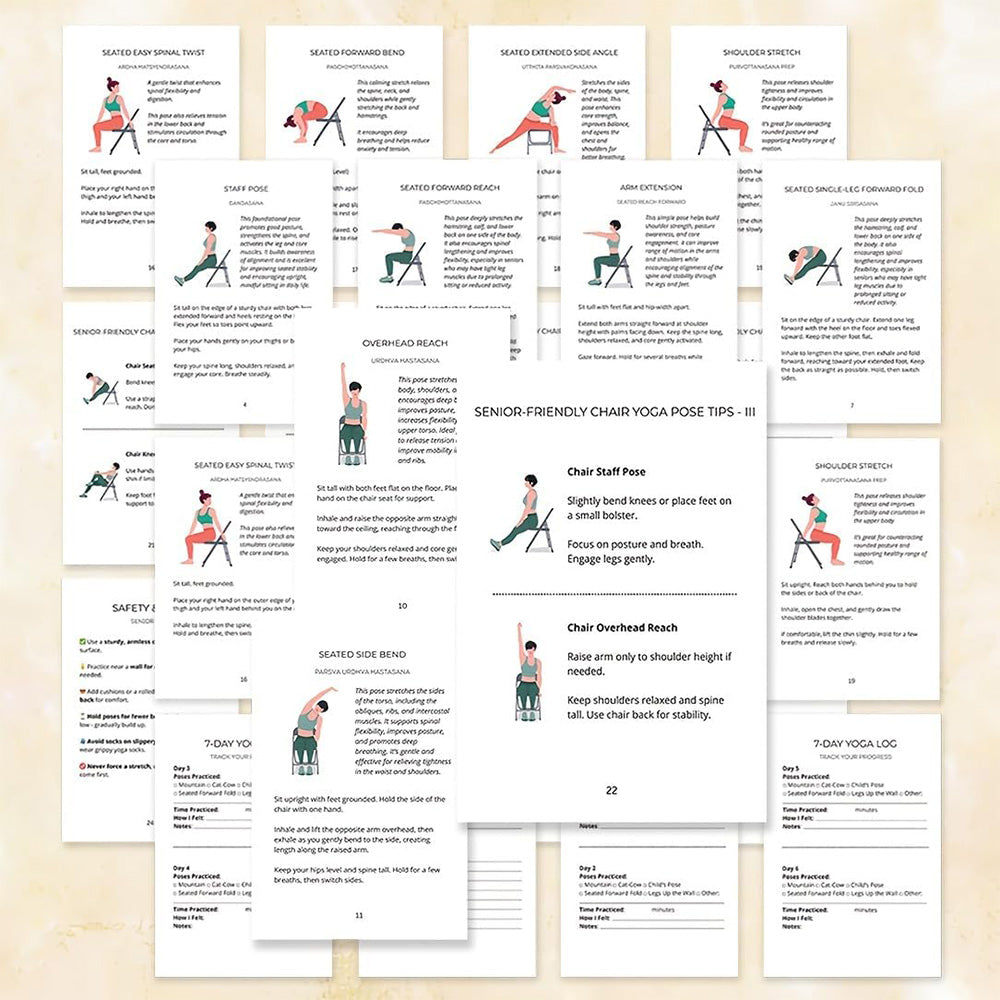 30 Day Chair Yoga Spiral Notebook Illustrated Sitting Guide