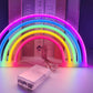 LED Cat Rainbow Neon Sign Lights Bedside Night Light Lamp Bedroom Wall Decoration
