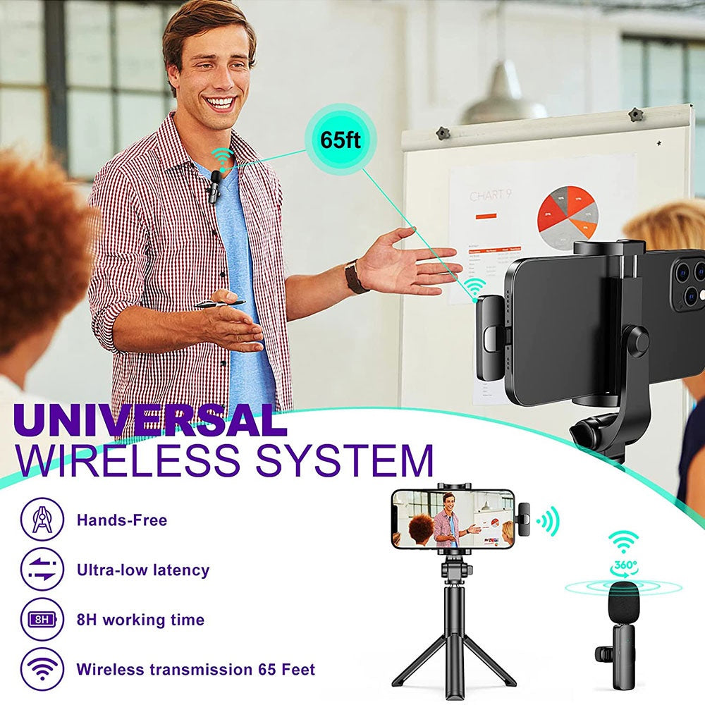 2.4G Wireless Lavalier Microphone Mic For Android iPhone iPad