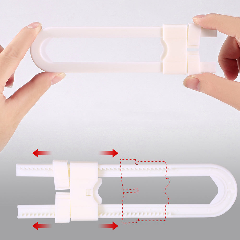 6Pcs U-Shaped Adjustable Sliding Lock for Cabinet