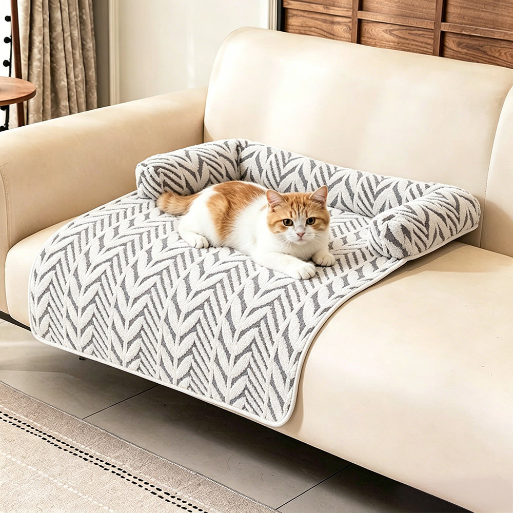 Thick Plush Non Slip Pet Mat for Sofa Chair Window Seat-Grey