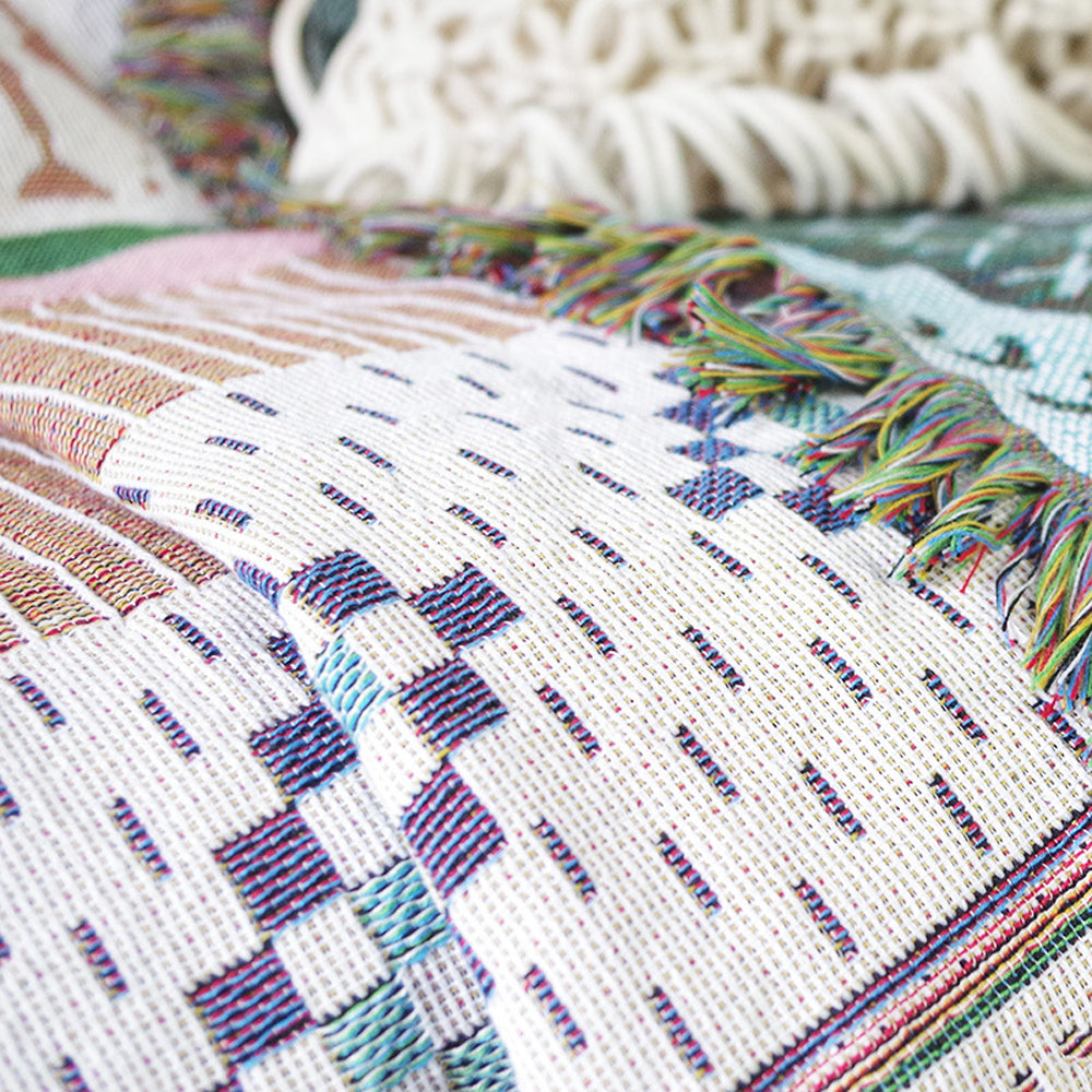 130x160cm Aztec Throw Blanket Bohemian Sofa Throw Blanket with Tassels
