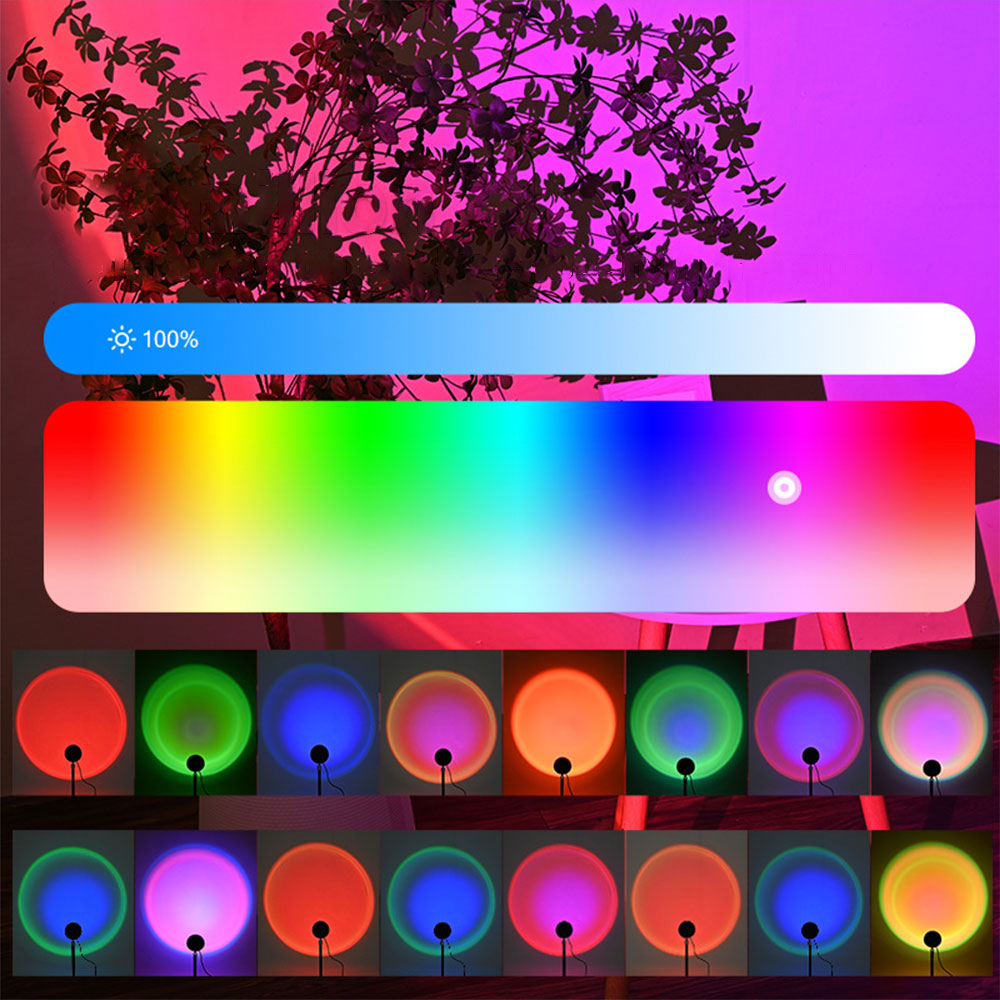 2Pcs Sunset Lamp Projector RGB Color Rotation LED Sunset Projection Lamp Room Decor