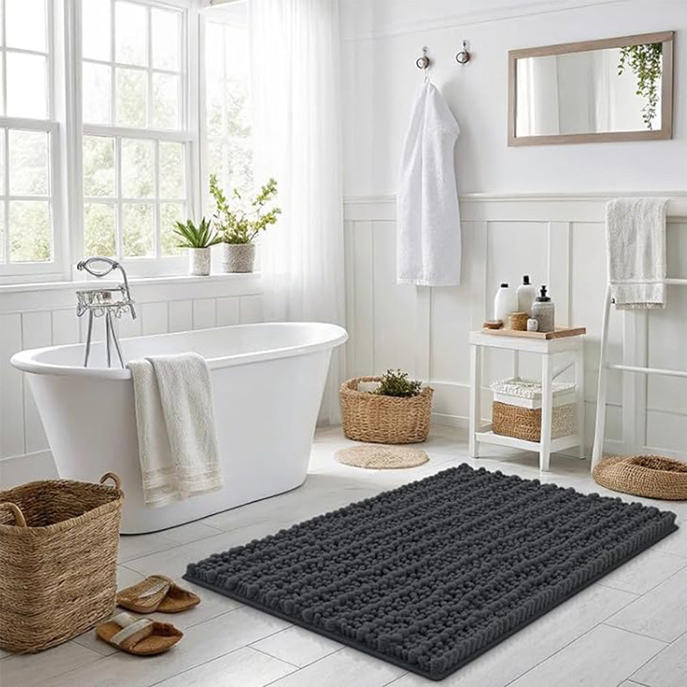 Chenille Fabric Bathroom Rugs Mat With Non Slip Rubber Backing Home Decor Accessories