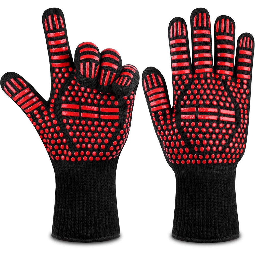 Heat Resistant Oven Gloves Double Sided Silicone Slip Resistant BBQ Gloves