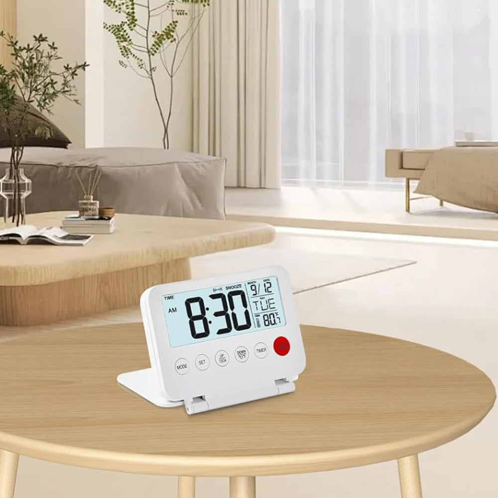 LED Digital Alarm Clock Large Display Desk Clock Foldable