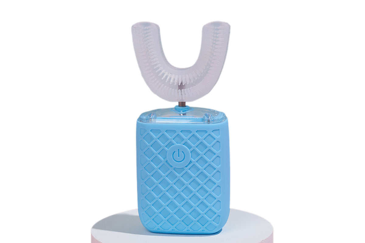 U-Shaped Automatic Electric Toothbrush with Sanitizing Cup-Sky Blue