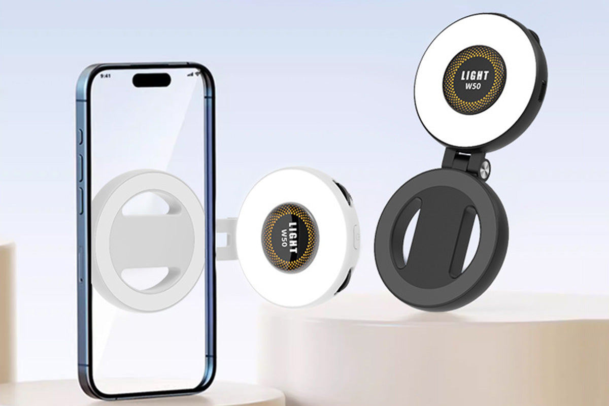 2Pcs Magnetic Phone Ring Light 3 Color Dimmable Fill Light Rechargeable Selfie Light