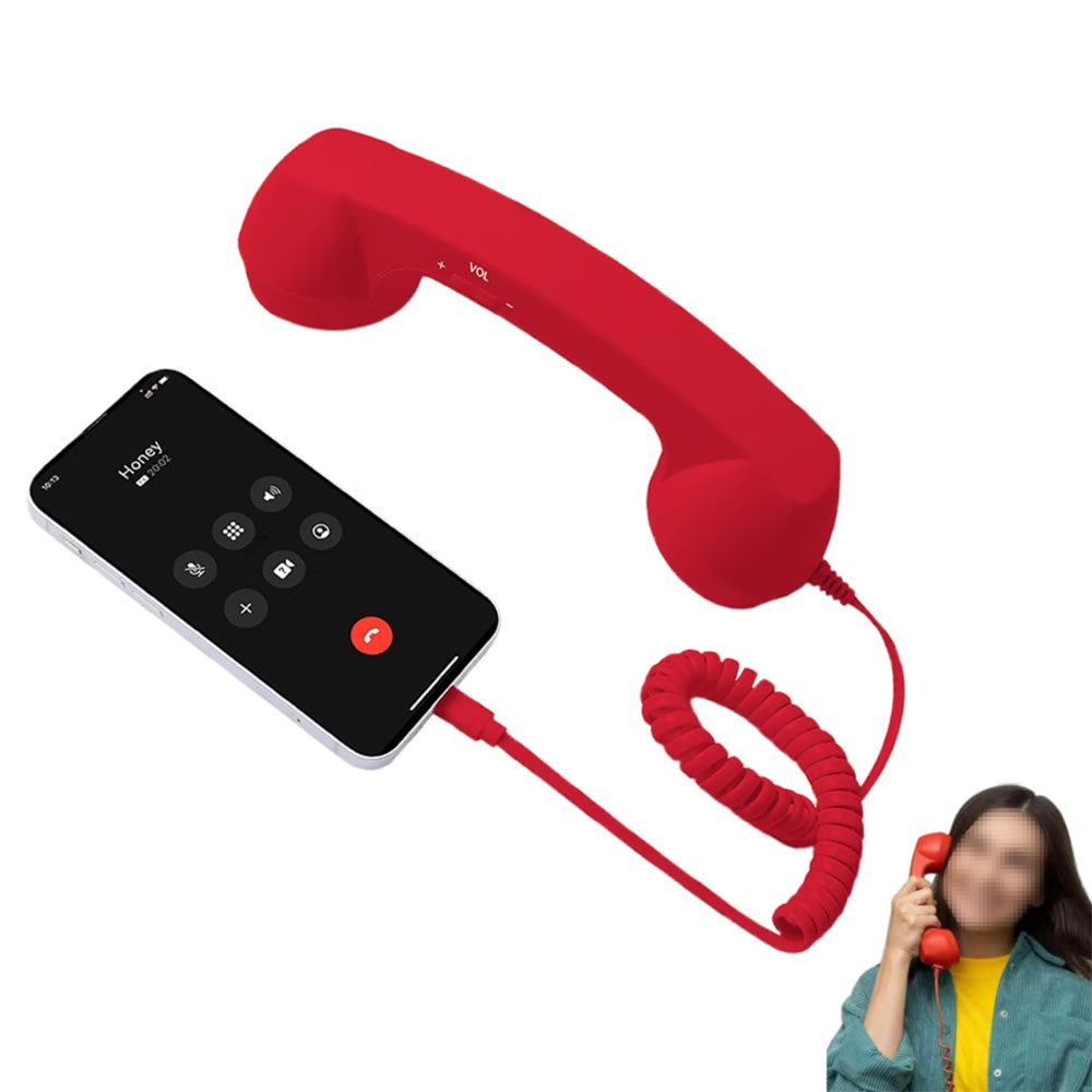 1M Retro Wired Handheld Telephone Handset with Microphone Type C Plug for Smartphones PC