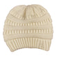 Women Girls Winter Cable Knit Ponytail Beanie High Bun Crochet Hat