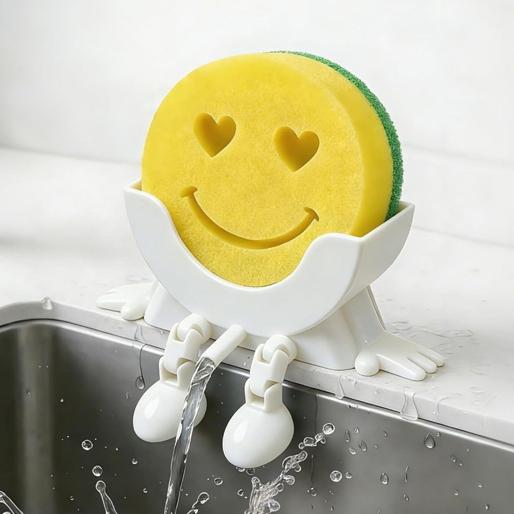 Smiley Face Sponge Holder Sink Drain Rack for Sink Edge