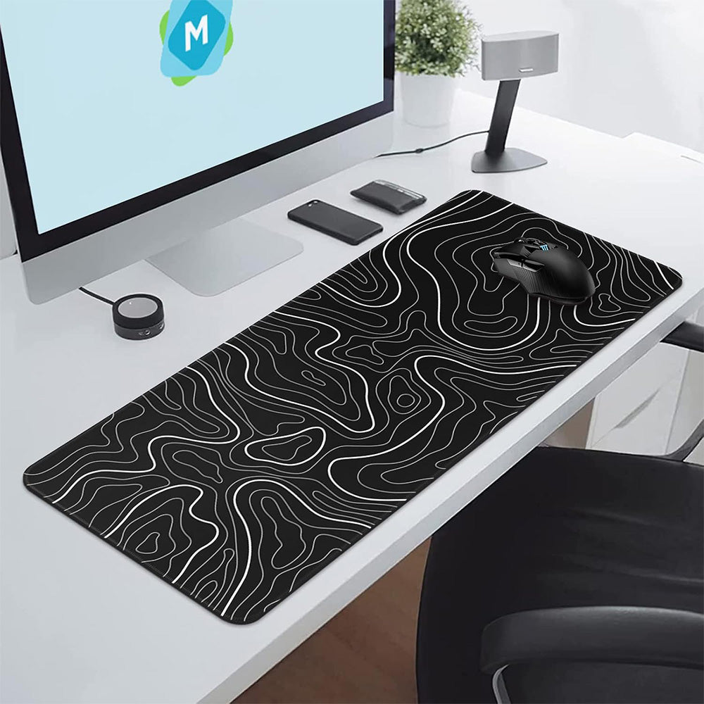 Keyboard Mouse Pad with Smooth Cloth Surface and Non-Slip Rubber Bottom for Office and Gaming Use-Black