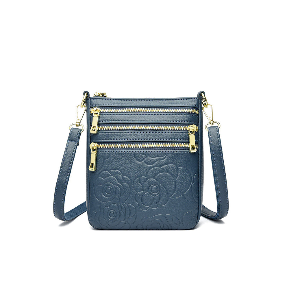 Genuine Leather Crossbody Shoulder Bag Multi-Compartment Water-resistant Handbag