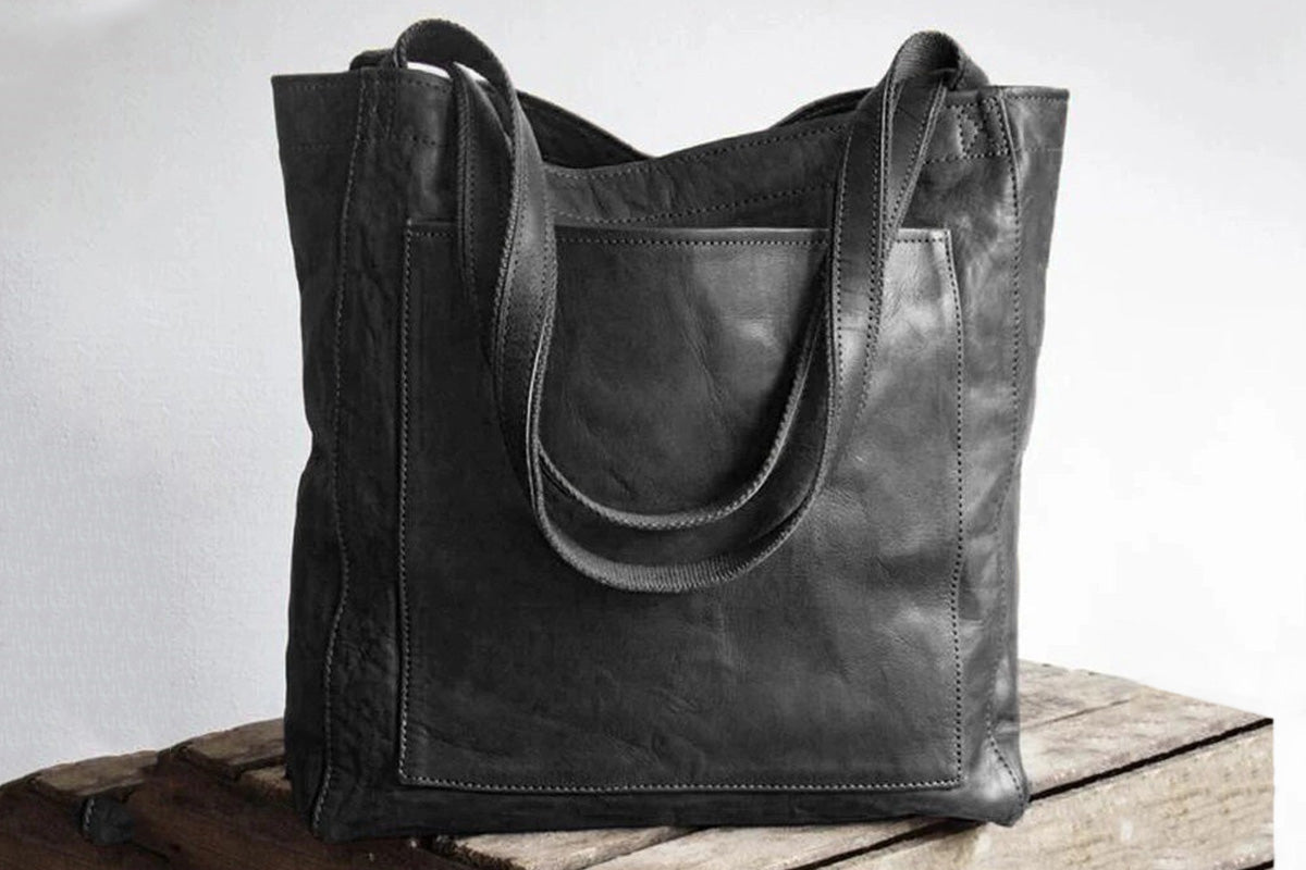 Vintage PU Leather Tote Bag Casual Shoulder Handbag