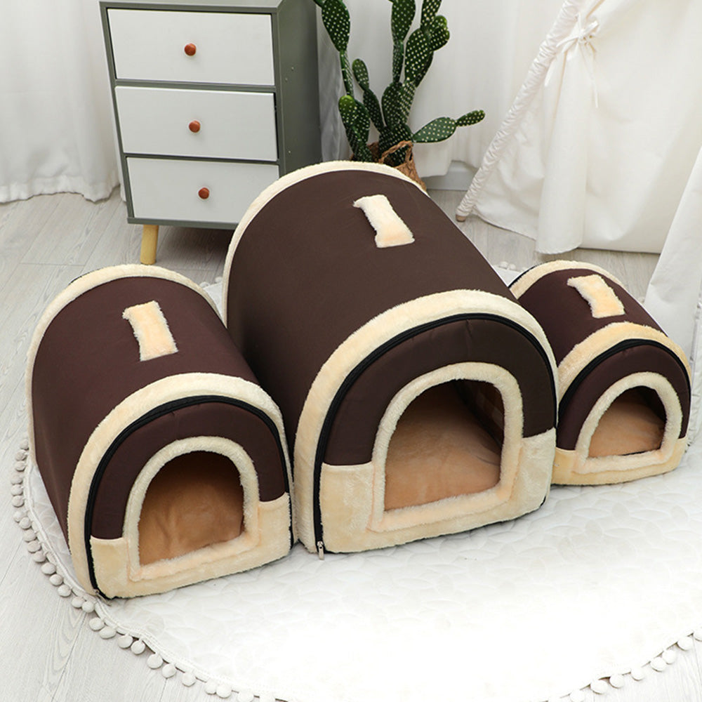 Pet Dog House Kennel Soft Beds Cave Cat Puppy Bed Doggy Warm Cushion Fold