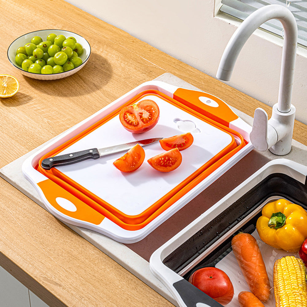 3 in 1 Foldable Cutting Board Colander and Food Prep Container