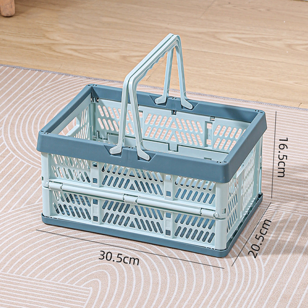 Portable Foldable Storage Basket for Camping Shopping and Home-Blue