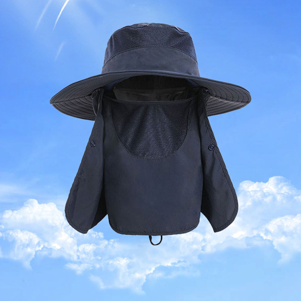 Outdoor Sun Protection Fishing Cap Wide Brim Hat With Neck Flap And Face Cover