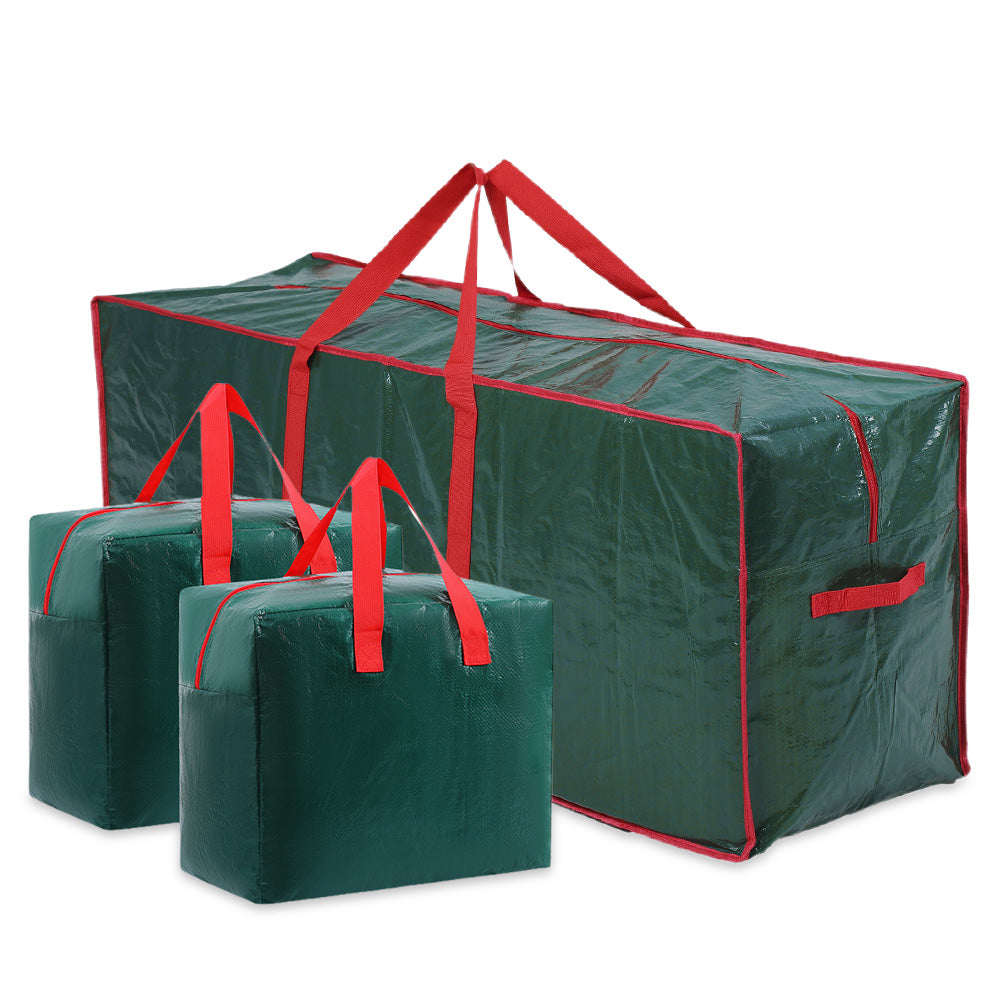 3pcs Large Christmas Tree Storage Bags PE Water-Resistant with Reinforced Handles and Zipper