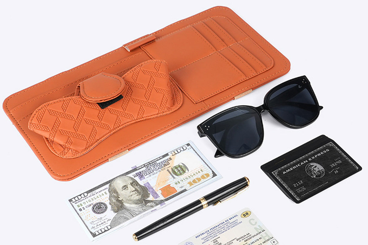 Car Sun Visor Organizer with Card Slots Sunglasses Holder Auto Interior Accessories Storage Holder with Tickets Slots