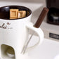 Fondue Mug Set Porcelain Chocolate Melting Cup with Fork