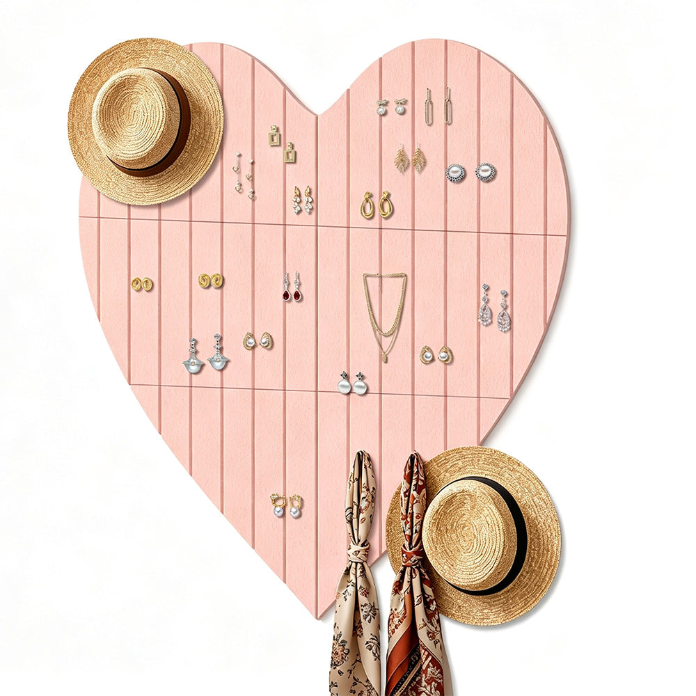 75x74cm Heart Shaped Felt Photo Message Display Board with Adhesive Dots