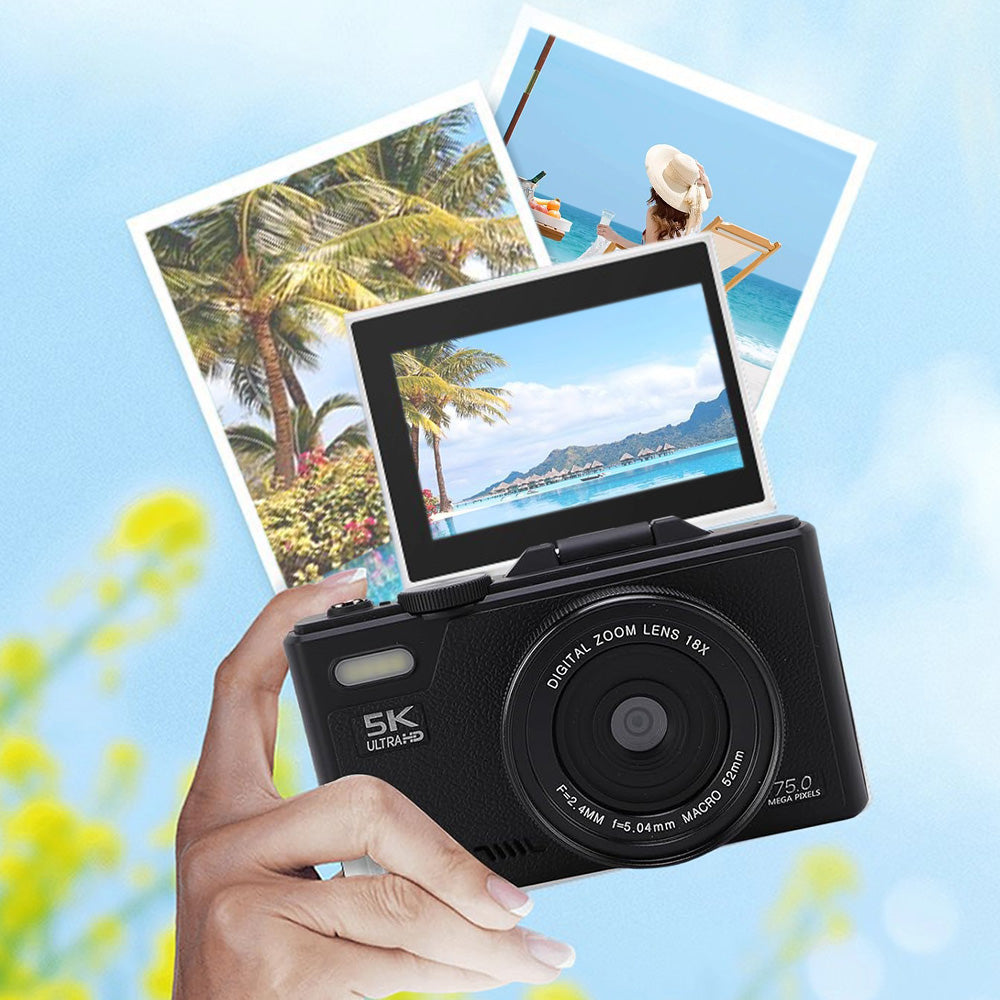 Digital Camera for Photography with 180-degree Flip Screen