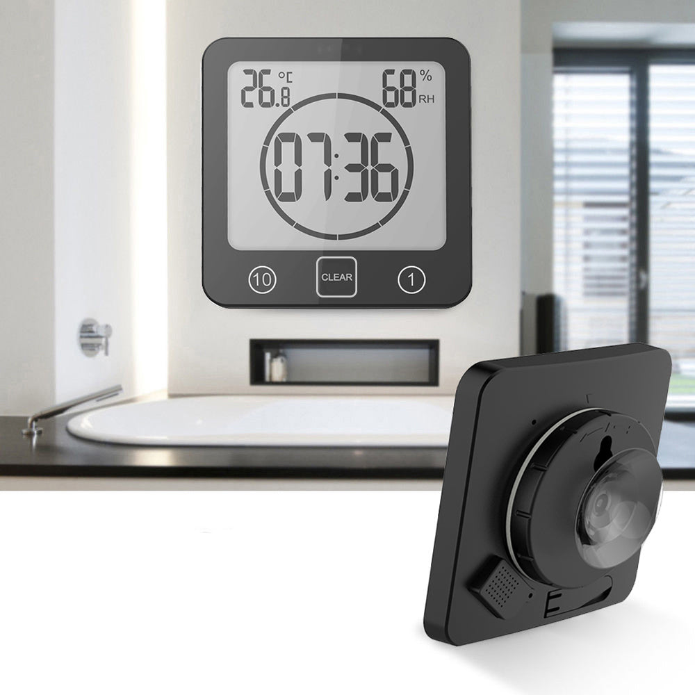 Digital Temperature Humidity Meter Water-Resistant Bathroom Alarm Clock