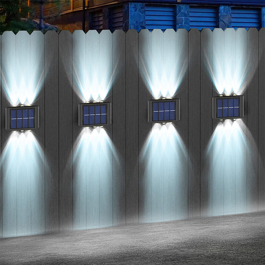 4Pcs Solar Wall Light for Outdoor Fence Waterproof Convex Lens Design