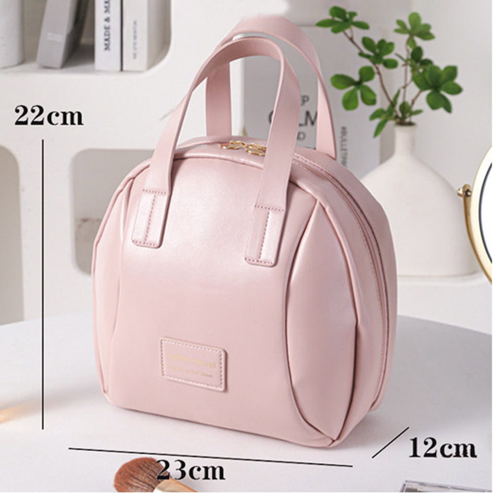 Portable PU Leather Cosmetic Bag with Handle