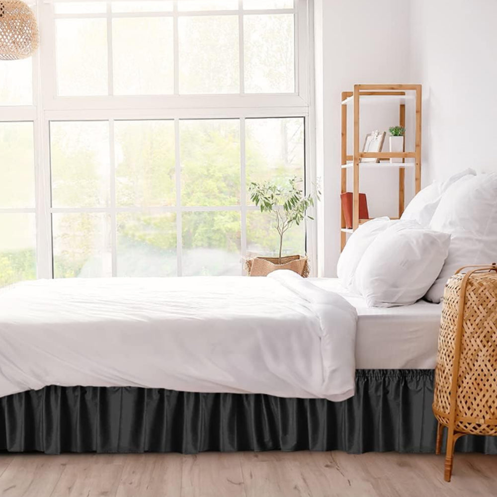 2Pcs Wrap Around Dust Ruffles Bed Skirt with Adjustable Elastic Belt