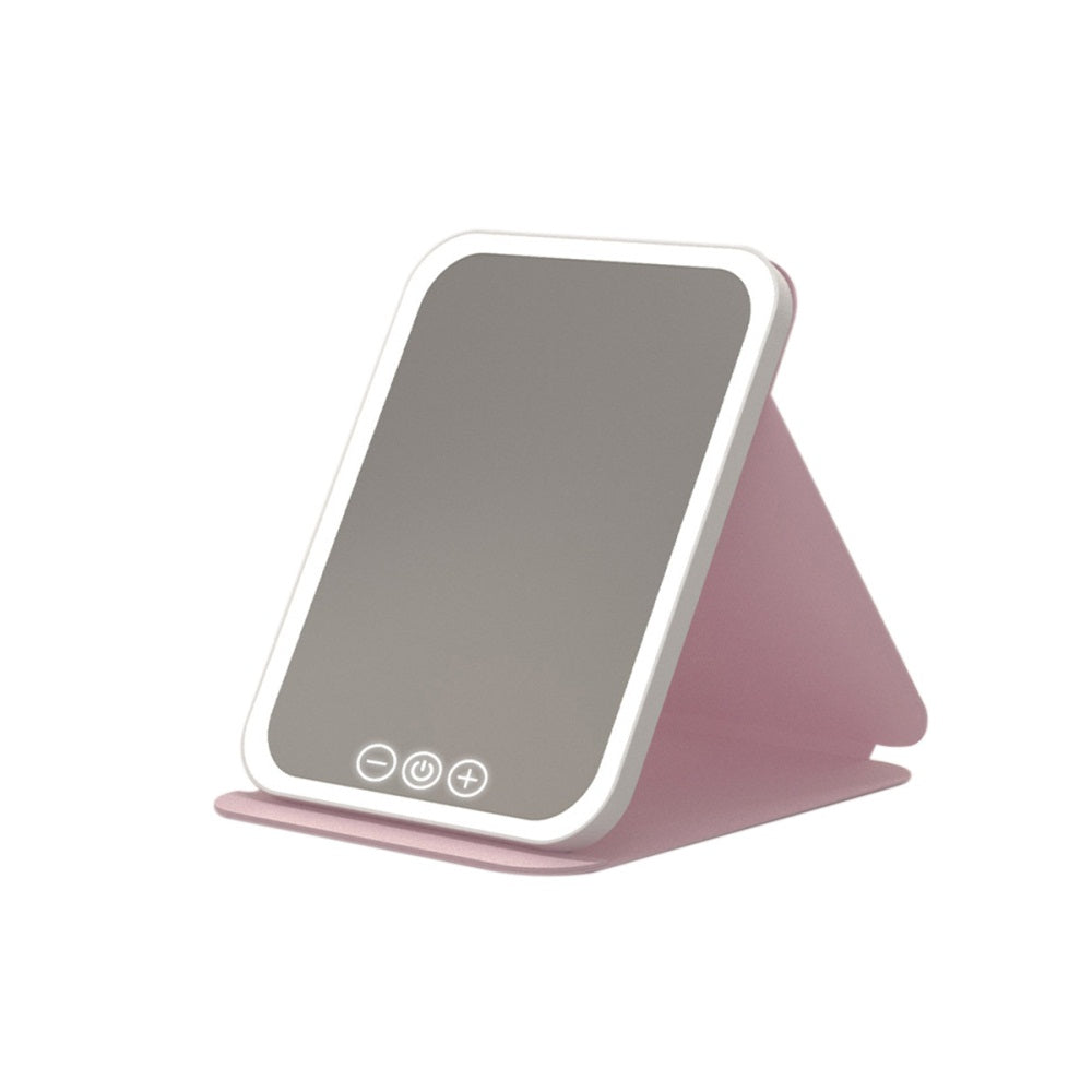 Fold LED Dimmable Makeup Mirror with 3 Colors Adjustable Light