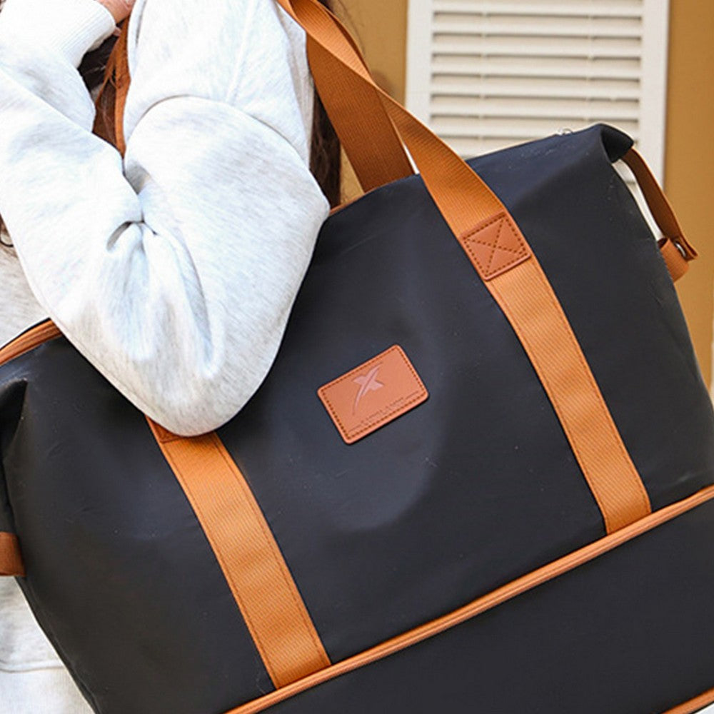 2Pcs Expandable Overnight Travel Duffel Bag Set Weekender Bag with Toiletry Bags