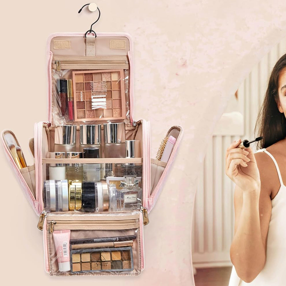 Travel Makeup Bag with Hanging Hook Large Capacity
