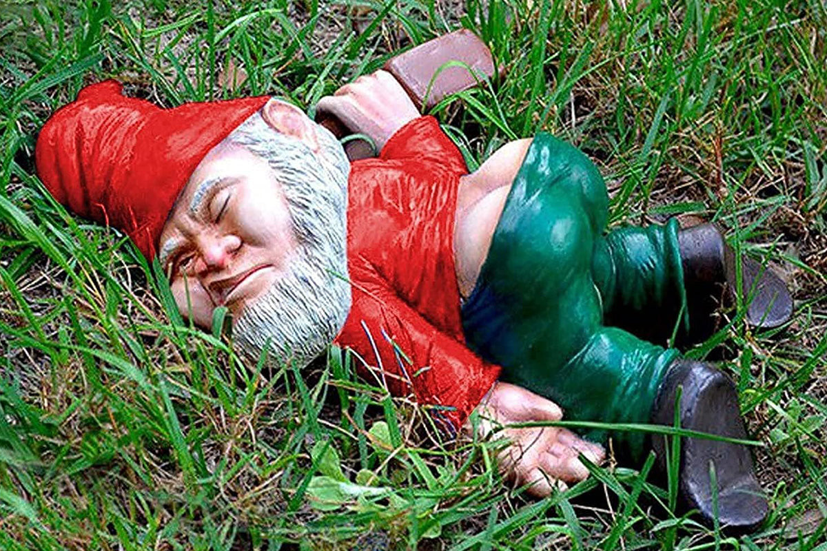 Funny Drunk Garden Gnome Patio Ornament Rude Passed Out Statue for Yard Decor