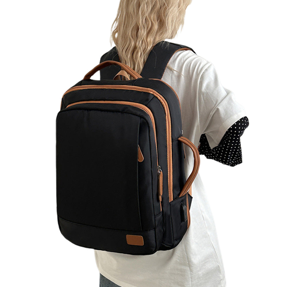 Expandable 26L Commuter Backpack - Water-Resistant Laptop Bag with USB Port