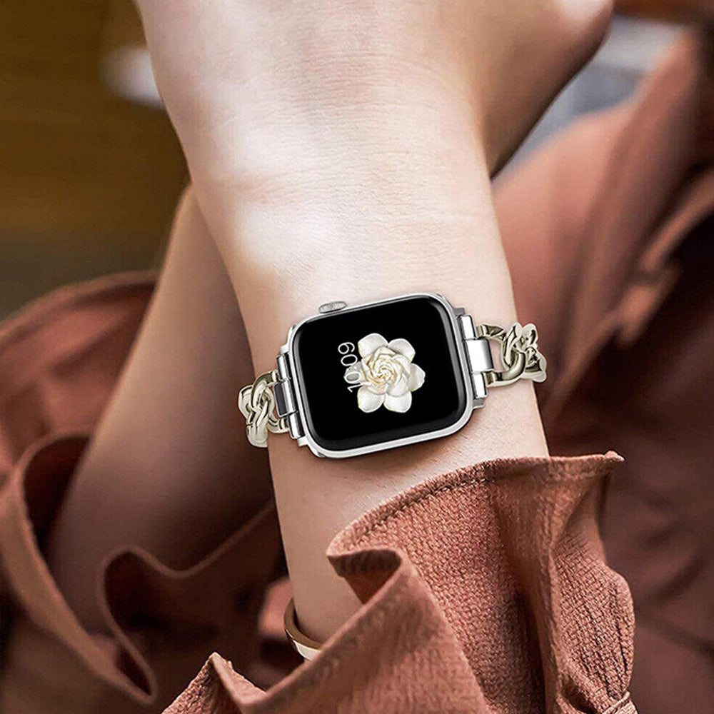Metal Strap Band for Apple Watch Series 8 7 6 5 4 3 2 1 49mm 46mm 45mm 44mm 42mm-Champagne Gold